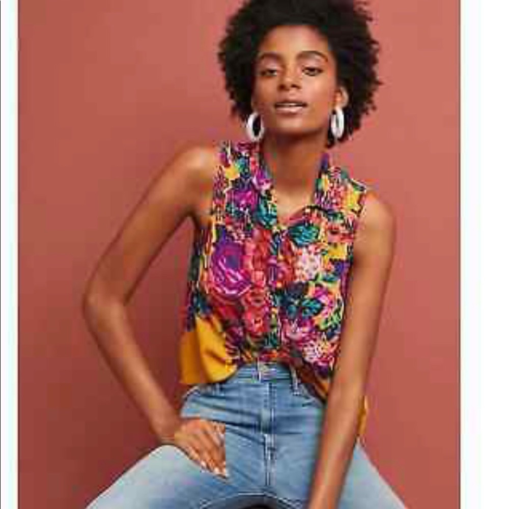 Anthropologie sleeveless floral top. Excellent condition!